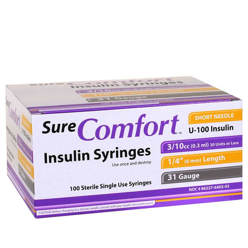 Syringe 3/10cc Insulin with Needle SureComfort™ 0.3 mL 31 Gauge 1/4 Inch Without Safety 35-06516 (100/BX 5BX/CS) by Allison Medical Inc  ID 86227-6403-05